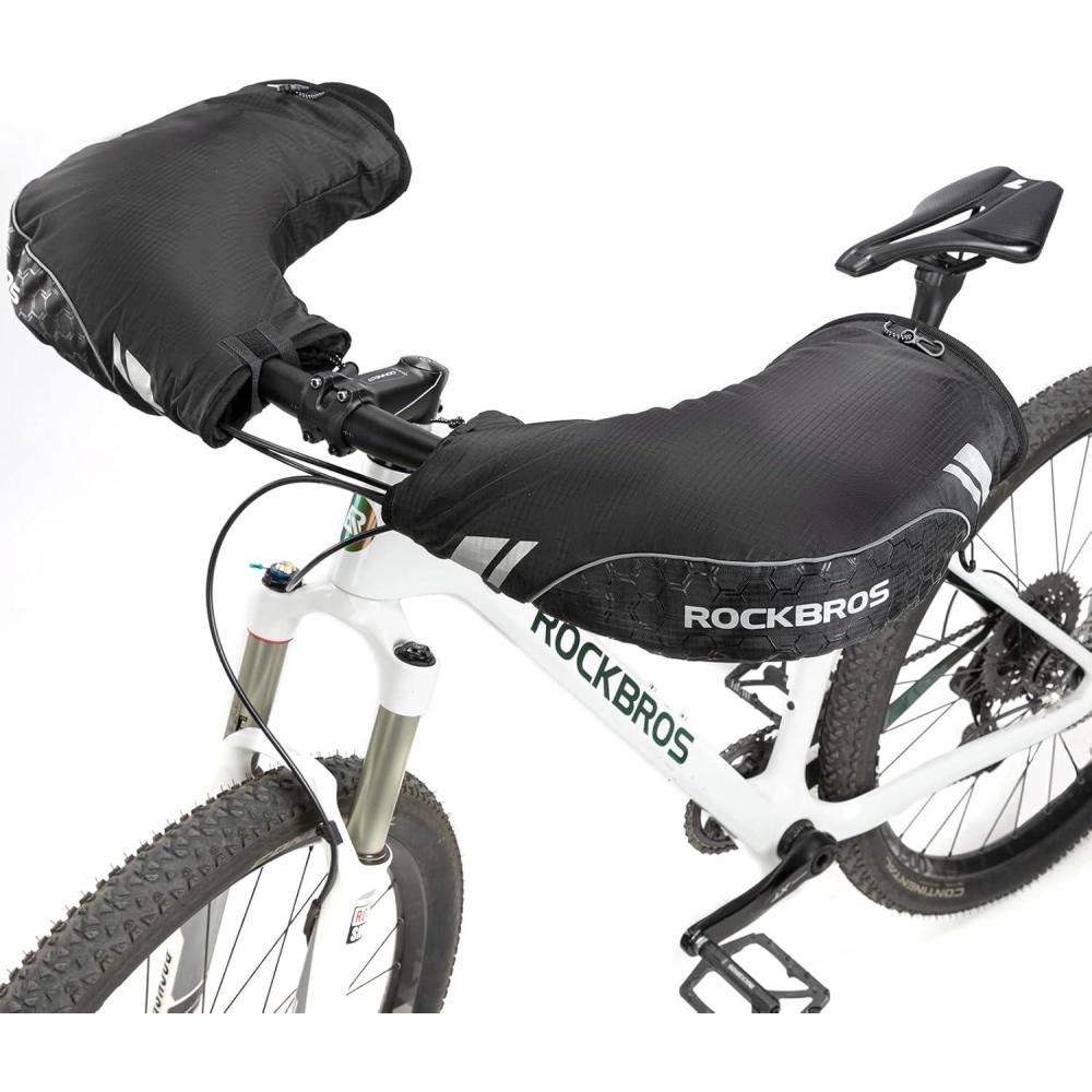 imageROCKBROS Handlebar Covers Mountain Bike Bicycle Handlebar Warmers Cold Weather Bike Pogies Windproof Thinsulate Thermal Winter Handlebar Gloves for Mountain Bikes ATV Snow Mobile Motorcycles