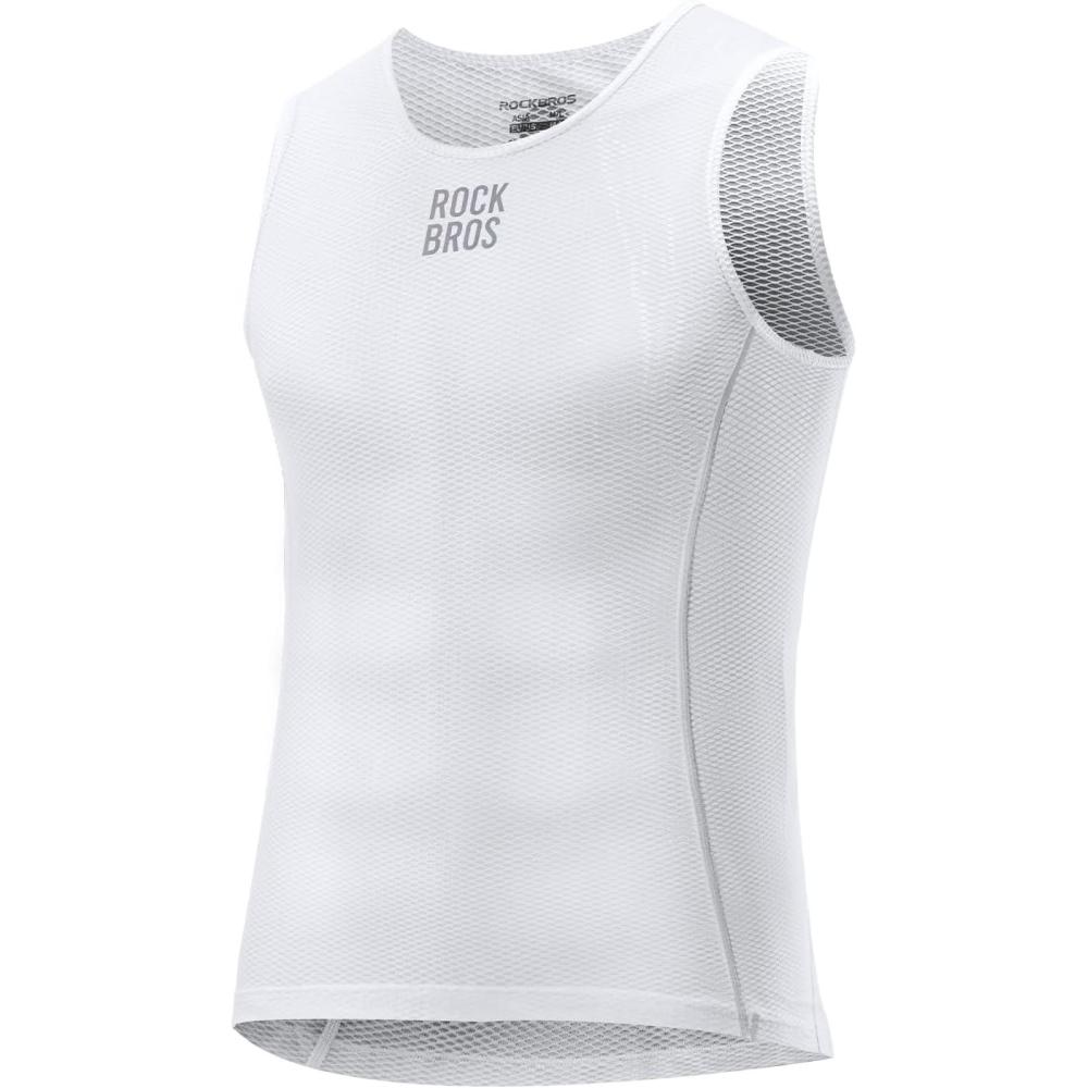 imageROCKBROS Mens Sleeveless Cycling Undershirt Quick Dry Breathable Bicycle JerseysWhite1