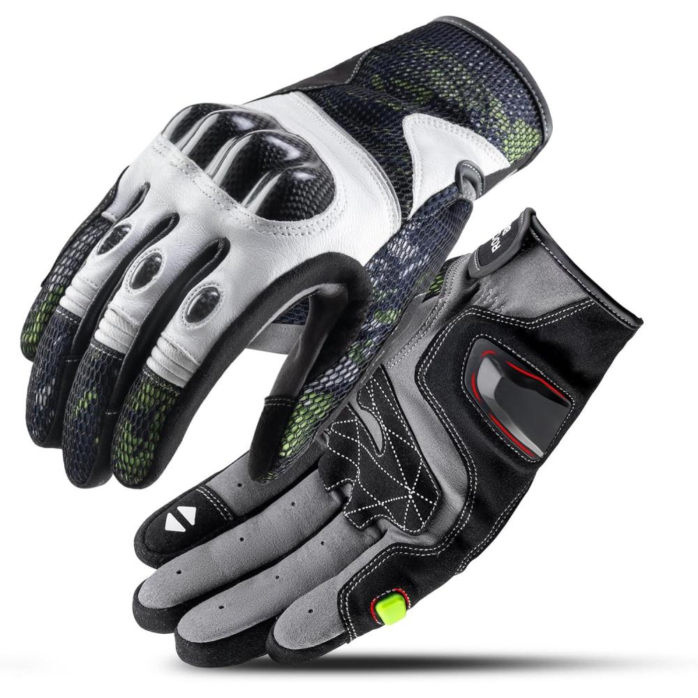 imageROCKBROS Motorcycle amp Mountain Bike for Men Women Green Carbon Fiber Knuckle Protection Motorbike PowersportsTouchscreen MTB Gloves for Dirt Bike Climbing RacingSkiingWorkXLarge