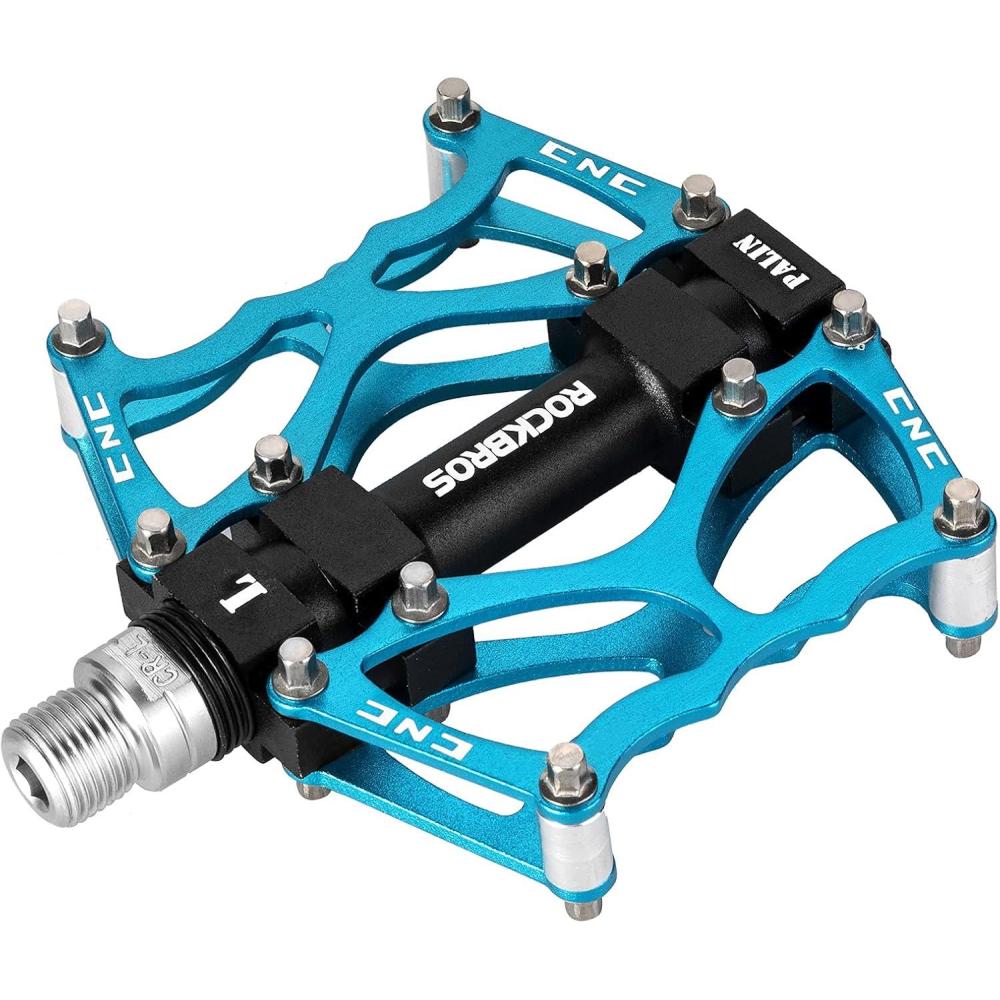 imageROCKBROS Mountain Bike Pedals MTB Pedals CNC NonSlip Lightweight Aluminum Alloy Bicycle Pedals Sealed Bearings Bicycle Platform Pedals 916 BMX Road Bike PedalBlue 2