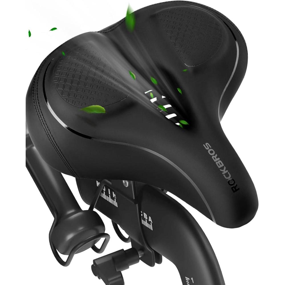 imageROCKBROS Oversized Bike Seat for Peloton Bike Seat Replacement Wide Comfortable Bike Seat Cushion Exercise Bike Seat