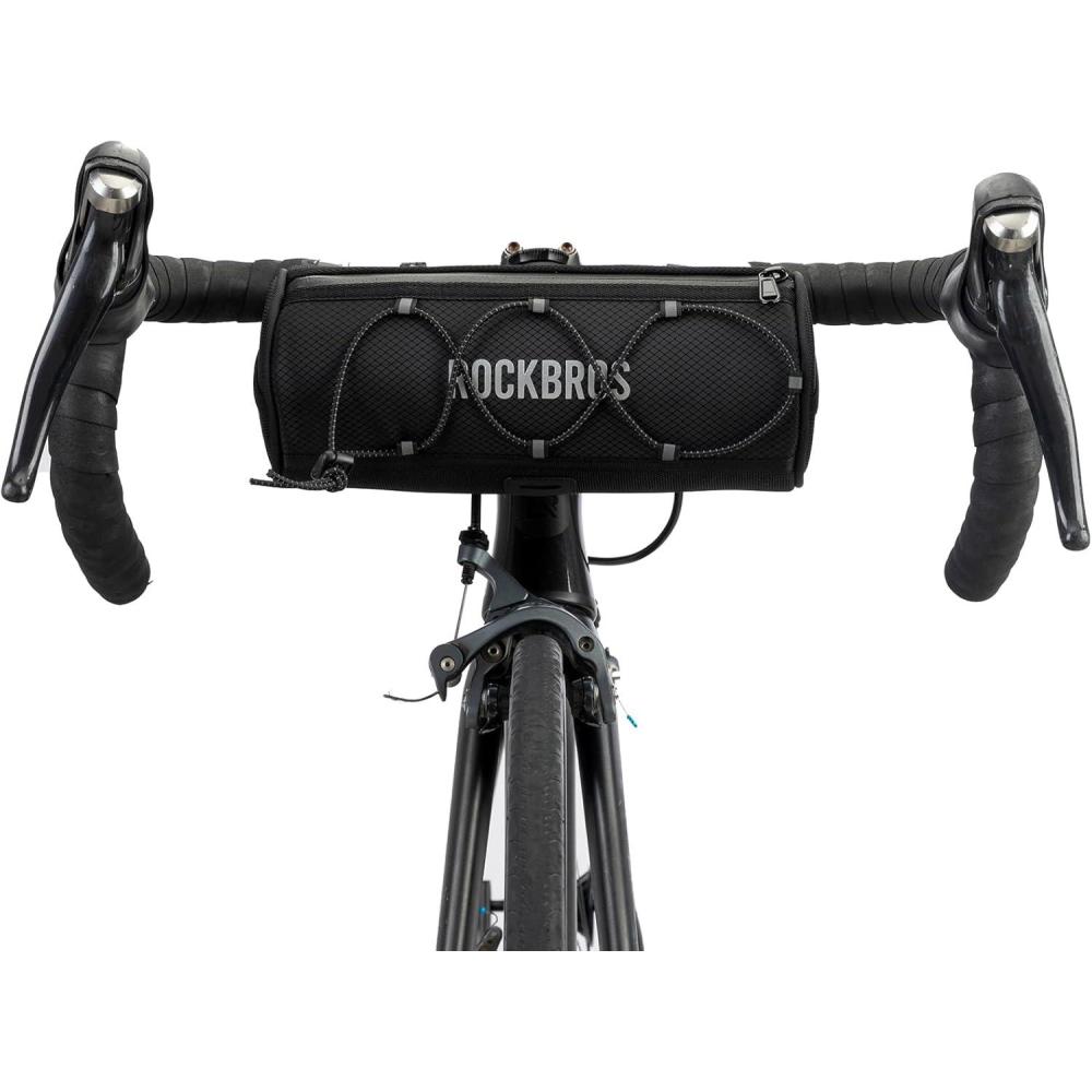 imageROCKBROS ROAD TO SKY Bike Handlebar Bag Bicycle Front Bag Bag Storage Bag Lightweight amp Sturdy Bicycle Handlebar bag for Road Mountain Bike 2LBlackBlack