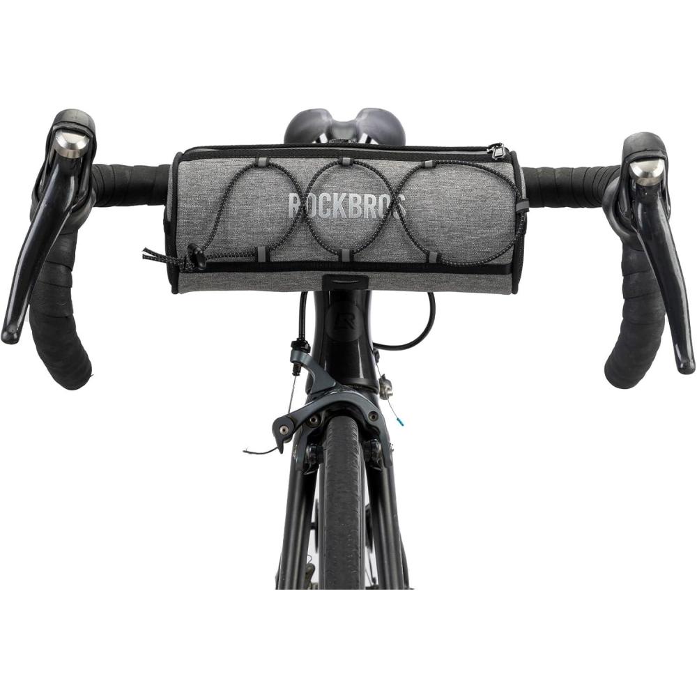 imageROCKBROS ROAD TO SKY Bike Handlebar Bag Bicycle Front Bag Bag Storage Bag Lightweight amp Sturdy Bicycle Handlebar bag for Road Mountain Bike 2LBlackGrey