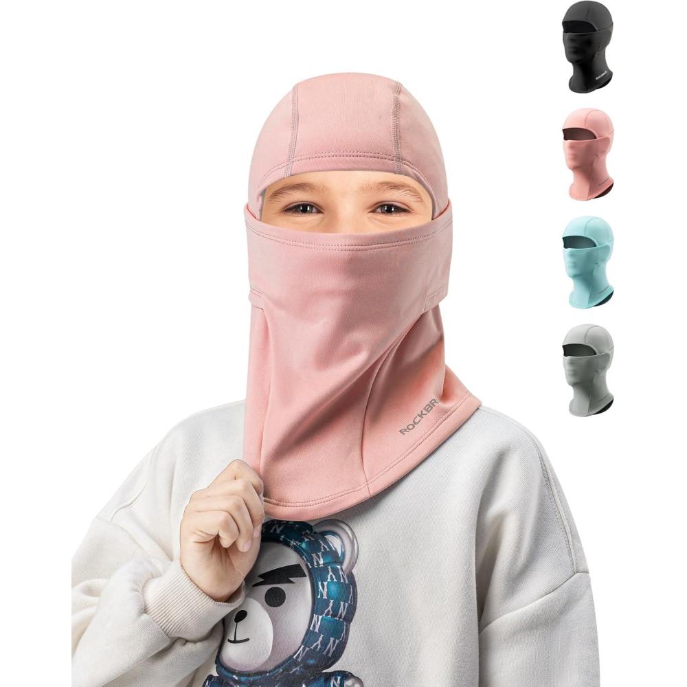 imageROCKBROS Ski Mask for Kids Balaclava Windproof Winter Mask for Cold Weather Neck Gaiter for Skiing Snowboarding OutdoorPink