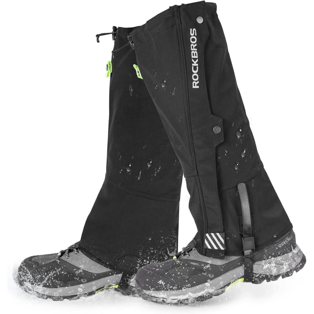 imageROCKBROS Snow Boot Leg Gaiters for Hiking Waterproof Leg Gaiter for Skiing Walking Snow Boot Gaiters Tear Resistant Adjustable GaitersSmallMedium