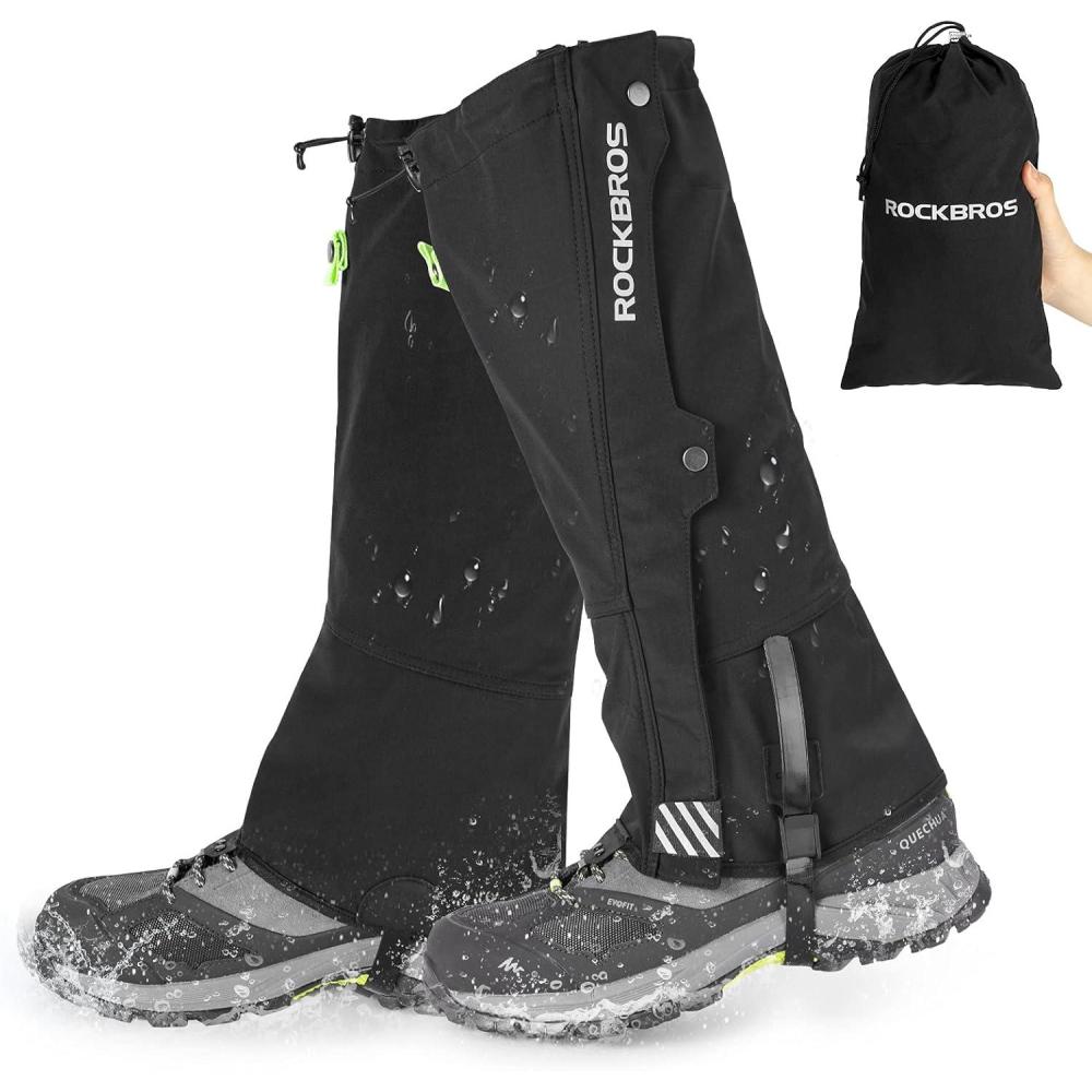 imageROCKBROS Snow Boot Leg Gaiters for Hiking Waterproof Leg Gaiter for Skiing Walking Snow Boot Gaiters Tear Resistant Adjustable GaitersXL2XL