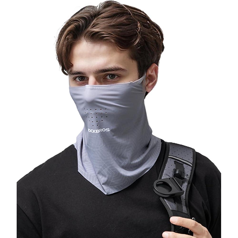 imageROCKBROS Summer Cooling Neck Gaiter for Men Women Face Cover for Sun Protection Breathable Balaclava for CyclingGrey