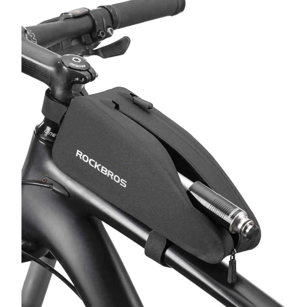 imageROCKBROS Top Tube Bike Frame Bag Waterproof Two Zipper Pockets Pouch for BicyclesMedium10L