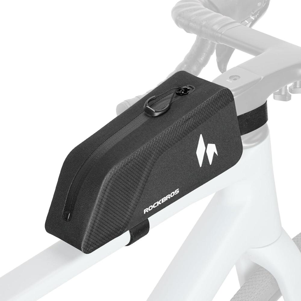 imageROCKBROS Top Tube Bike Frame Bag with Support Plate Waterproof Seamless 1piece Construction Bicycle Storage Front Bag EBike Accessories Fits for Outdoor Journey Gravel MTB Road Cycling Gear