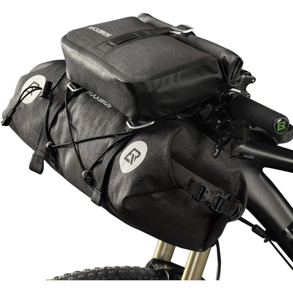 imageROCKBROS Waterproof Handlebar Bags 12L20L Bikepacking Bags Front 2 Dry Packs for MTB Road Bicycles Bikepacking Accessories