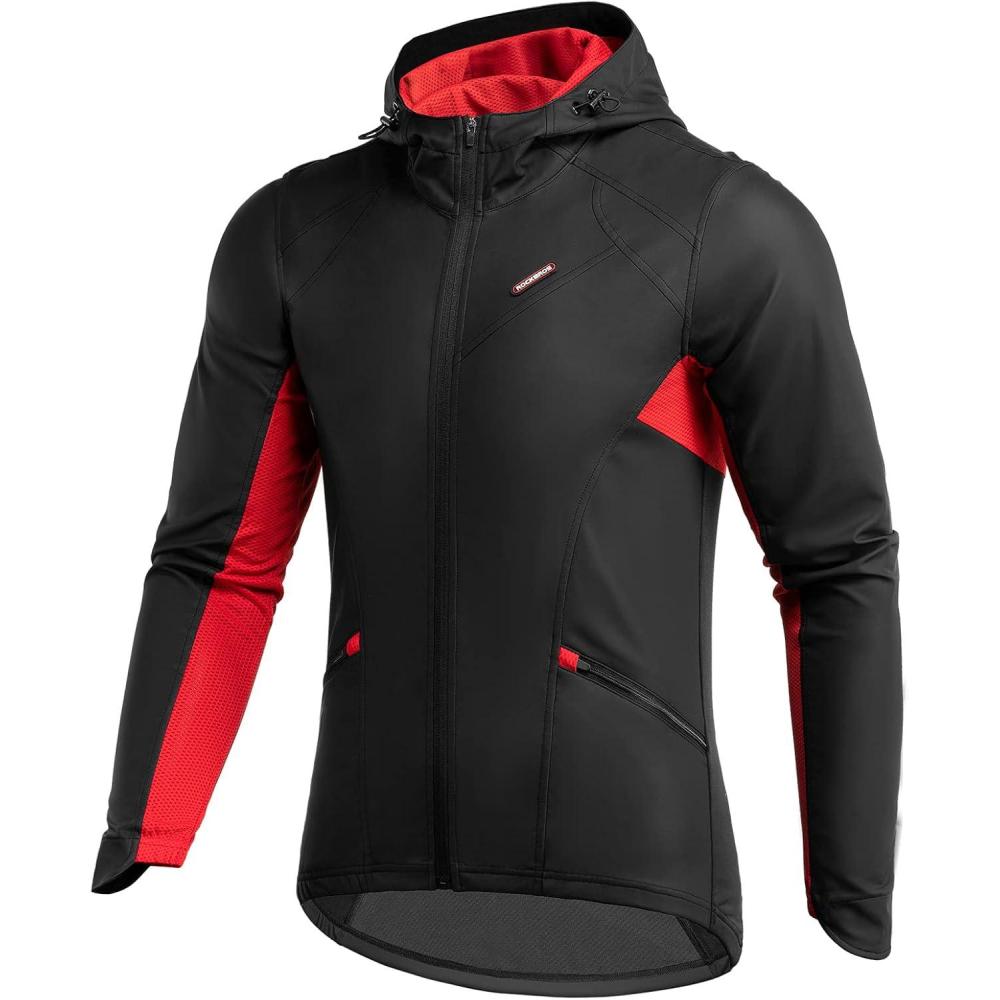 imageROCKBROS Winter Cycling Jacket for Men Windproof Thermal Breathable Running Windbreaker Cycling Clothing BlackBlack