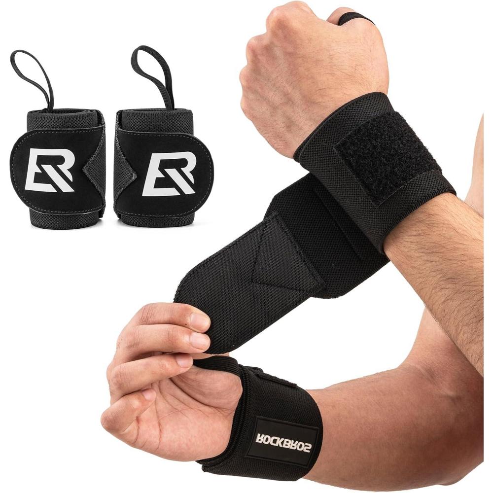 imageROCKBROS Wrist Wraps for Weightlifting 22 Weight Lifting Wrist Wraps with Thumb Loop Premium Quality Wrist Straps for Powerlifting Competition Strength Training Bodybuilding