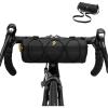 imageROCKBROS Bike Handlebar Bag Small Bicycle Handle Bar Bag Handy Front Bike Bags Handlebar Storage Pouch Pack with Shoulder Strap Little Mountain Road Bike Barrel BagBlack