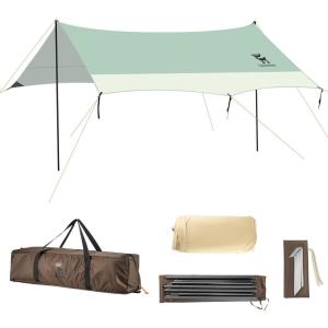 Beach Tent Camping Sun Shelter 13.78 x 14.1ft Easy to Set Up Beach Shade UPF 50+ Waterproof Beach Shade Tent for 10-12 Person, Outdoor Tent for Beach, Camping, Fishing, Picnic(green)