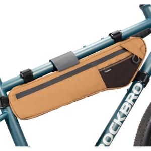 Bike Frame Bag Bike Triangle Bag Anti-Slip 5-Point Straps Mount Bicycle Under Tube Bike Bag,Cable Port & Pump Holder, Fits Hydration Pack for Gravel MTB & Road Bike Accessories(Brown)