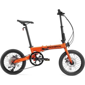 ROCKBROS ACS Folding Bike, Foldable Bike for Adult 16inch with 9-Speed Variable Speed Disc Brake,Aluminum Alloy Lightweight Frame for City Commuting(Orange)