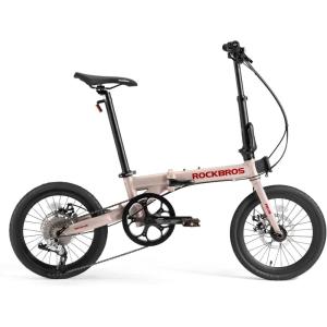 ROCKBROS ACS Folding Bike, Foldable Bike for Adult 16inch with 9-Speed Variable Speed Disc Brake,Aluminum Alloy Lightweight Frame for City Commuting(Pink)
