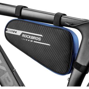 ROCKBROS Bike Bag Bicycle Frame Bag Bike Triangle Storage Bag Bike Accessories Pouch Cycling Pack for MTB Road Bicycle Accessories(Bule Black)