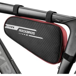 ROCKBROS Bike Bag Bicycle Frame Bag Bike Triangle Storage Bag Bike Accessories Pouch Cycling Pack for MTB Road Bicycle Accessories(Red Black)