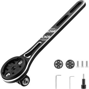ROCKBROS Bike Computer Mount Dash Out Front Bike Mount for Aero Integrated Handlebar Compatible with Garmin, Wahoo, Bryton, GoPro Combo Mount with Camera and Headlight(Black)