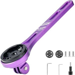 ROCKBROS Bike Computer Mount Dash Out Front Bike Mount for Aero Integrated Handlebar Compatible with Garmin, Wahoo, Bryton, GoPro Combo Mount with Camera and Headlight(Purple)