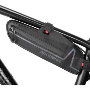 ROCKBROS Bike Frame Bag Bike Triangle Bag Water Resistant Bicycle Under Top Tube Bag Colorful Reflective 1.5L Large Capacity Bike Storage Bag for Mountain Road Bike Tools Accessories