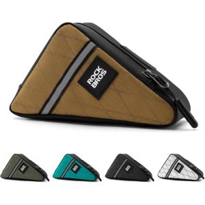ROCKBROS Bike Frame Pouch Triangle Bag – Waterproof Small Bicycle Bag for Boys, Girls, Men, Women – Road & Folding Bike Accessory(Khaki)