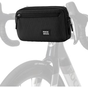 ROCKBROS Bike Handlebar Bag, 2.1L Large Capacity Bike Front Bag, Quick Release Handlebar Bags for Bicycles Scooters, Multifunctional Shoulder Waist Bag(Black)