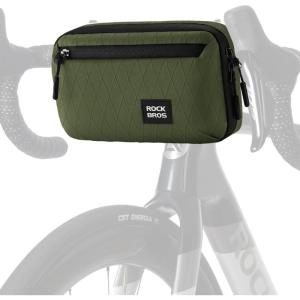 ROCKBROS Bike Handlebar Bag, 2.1L Large Capacity Bike Front Bag, Quick Release Handlebar Bags for Bicycles Scooters, Multifunctional Shoulder Waist Bag(Green)