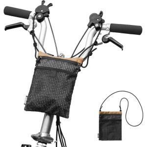 ROCKBROS Bike Handlebar Bag, 2-in-1 Lightweight Front Bag & Adjustable Shoulder Bag, Multi-Function Bicycle Bag for Folding Bikes, Scooters, Kids Bikes (Black)(Black)