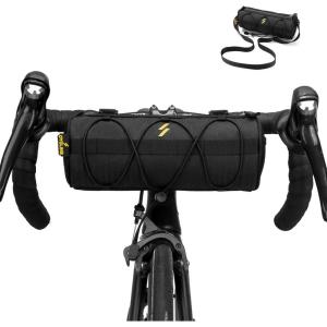 ROCKBROS Bike Handlebar Bag Small Bicycle Handle Bar Bag Handy Front Bike Bags Handlebar Storage Pouch Pack with Shoulder Strap Little Mountain Road Bike Barrel Bag(Black)