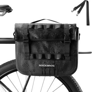 ROCKBROS Bike Panniers 15L Capacity Waterproof Bike Rack Bag Bicycle Panniers for Cycling Commuting Bikepacking Black(Black)
