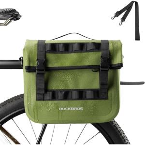 ROCKBROS Bike Panniers 15L Capacity Waterproof Bike Rack Bag Bicycle Panniers for Cycling Commuting Bikepacking Black(Green)