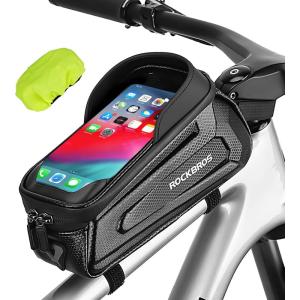 ROCKBROS Bike Phone Bag Waterproof Bike Bag Phone Mount EVA Hard Shell Bike Pouch with Rain Cover Compatible with iPhone 14/12/11 Pro XR XS Max Phones Below 6.8”