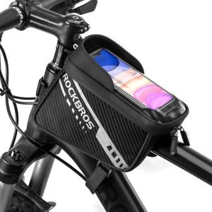 ROCKBROS Bike Phone Front Frame Bag Top Tube Bike Bag Bicycle Handlebar Bag Cell Phone Holder Mount Bag Cycling Accessories Storage Pouch for Phone 7.2”