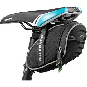 ROCKBROS Bike Seat Bag, Bicycle Saddle Bag Under Seat 3D Shell Cycling Seat Pack for Mountain Road Bikes Black(Black)