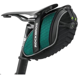 ROCKBROS Bike Seat Bag, Bicycle Saddle Bag Under Seat 3D Shell Cycling Seat Pack for Mountain Road Bikes Black(Green)