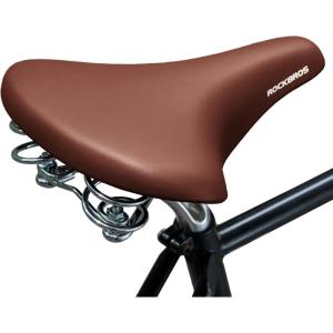 ROCKBROS Bike Seat for Men Women Wide Comfort Bike Seat Cushion Waterproof Soft Vintage Brown Bicycle Saddle Compatible with Retro Cruiser City Mountain Bikes