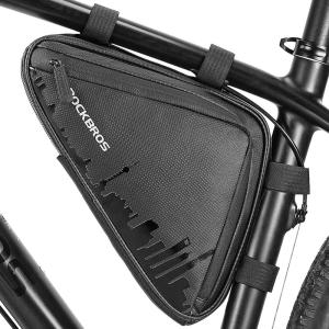 ROCKBROS Bike Triangle Frame Bag, Bike Triangle Bag, with Two Side Pockets, 1.5L(Black)