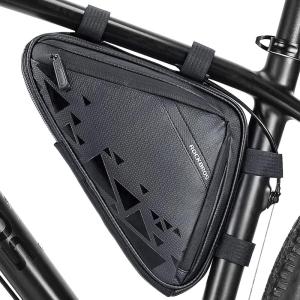 ROCKBROS Bike Triangle Frame Bag, Bike Triangle Bag, with Two Side Pockets, 1.5L(Black Blue)