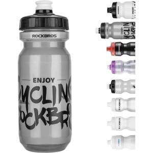 ROCKBROS Bike Water Bottle 20oz-25oz Squeeze Cycling Water Bottle BPA Free Leak Proof Sports Water Bottle with Dust Cover for Bicycle Running Gym Outdoor(20oz Transparent Black)