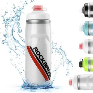 ROCKBROS Bike Water Bottle 21oz Bicycle Water Bottle for 5hrs Insulation Sports Squeeze Water Bottle with Leakproof Design(White)