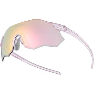 ROCKBROS Cycling Glasses Outdoor Frameless Photochromic Sports Running Windproof Glasses Bicycle Equipment Men and Women(Bright Transparent Purple/Pink)