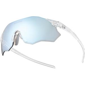 ROCKBROS Cycling Glasses Outdoor Frameless Photochromic Sports Running Windproof Glasses Bicycle Equipment Men and Women(Bright Transparent/Blue)