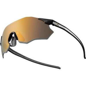 ROCKBROS Cycling Glasses Outdoor Frameless Polarized Sports Running Windproof Glasses Bicycle Equipment Men and Women(Bright Black/Gold)