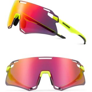 ROCKBROS Cycling Glasses for Men – UV Protection Bike Sunglasses for Sports, Running, MTB(Red)