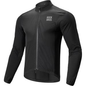 ROCKBROS Cycling Jackets for Men Breathable and Cooling Lightweight Long Sleeve Cycling Jersey Running Windbreaker