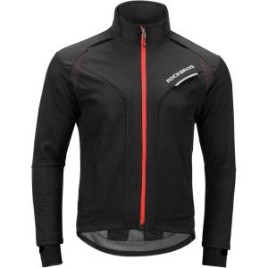 ROCKBROS Cycling Jackets for Men Winter Bike Jackets Thermal Windproof Jacket for Men Cold Weather Cycling Running Hiking(Black)