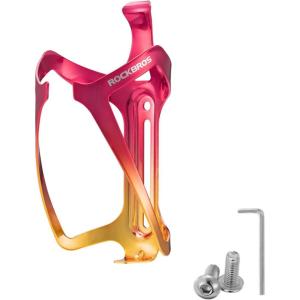 ROCKBROS Durable Aluminum Water Bottle Holder Bike Bottle Holder with Electroplating & Integrated Molding – Lightweight for Bicycle MTB, Road/Mountain Bikes(red-gold)