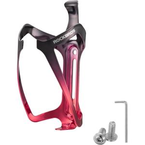 ROCKBROS Durable Aluminum Water Bottle Holder Bike Bottle Holder with Electroplating & Integrated Molding – Lightweight for Bicycle MTB, Road/Mountain Bikes(black-red)